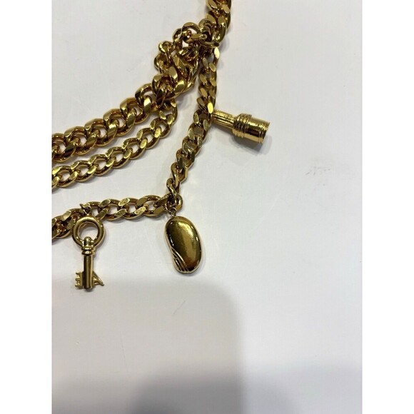 Vintage Elisabeth Arden Womens Red Door Charm Chain Belt Gold Tone 80's - Picture 5 of 8